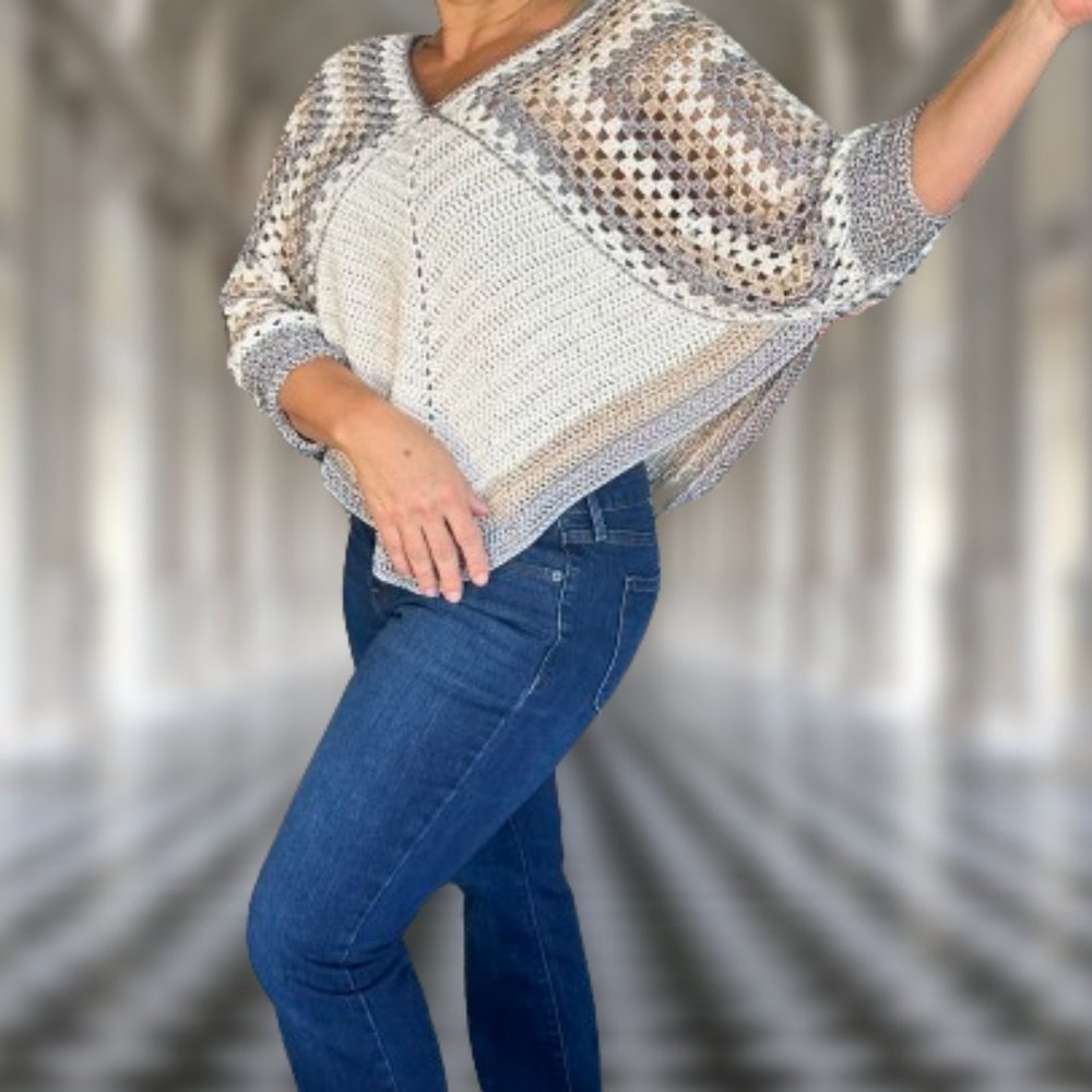 Crochet Long Sleeve Top, Handmade Summer Top, Crochet Vintage Style Blouse, gran